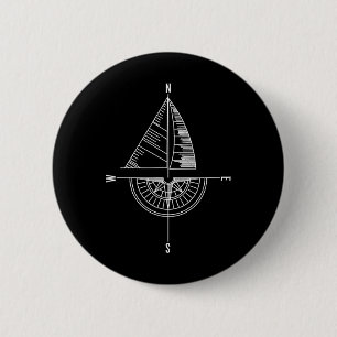 Sailboat Nautical Comp Boater Sailor Captain Button