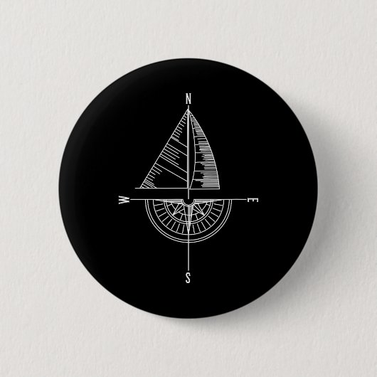 Sailboat Nautical Comp Boater Sailor Captain Button (Vorderseite)