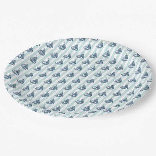 Sailboat Nautical Painting Ocean Pappteller (Schrägansicht)