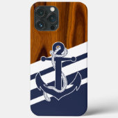 Sailboat Navy Blauer Streifen Holzkörnmuster Case-Mate iPhone Hülle (Rückseite)
