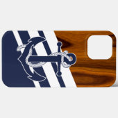Sailboat Navy Blauer Streifen Holzkörnmuster Case-Mate iPhone Hülle (Rückseite (Horizontal))
