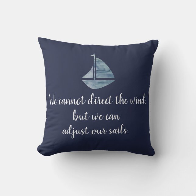 Sailboat Navy Blue Adjust Segel Nautische Pillow Kissen (Vorderseite)