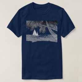 Sailboat Ocean Beach Palm Tree T-Shirt