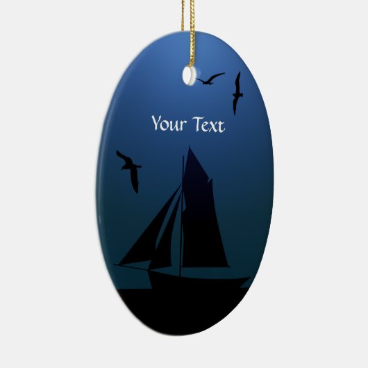 Sailboat Ocean Blue Nautical Oval Ornament (Rechts)