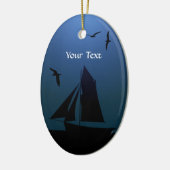Sailboat Ocean Blue Nautical Oval Ornament (Links)