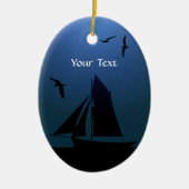 Sailboat Ocean Blue Nautical Oval Ornament (Vorne)