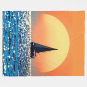 Sailboat Ocean Sunset Fleecedecke (Vorderseite (Horizontal))