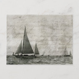 Sailboat on Lake Michigan, Boats at Sea Antique Postkarte