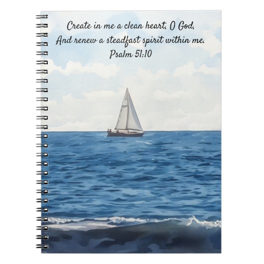 Sailboat on Ocean Art Bible Verse Prayer Journal Notizblock (Vorderseite)