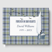 Sailboat On Plaid For Memorial Service Gästebuch (Vorderseite)