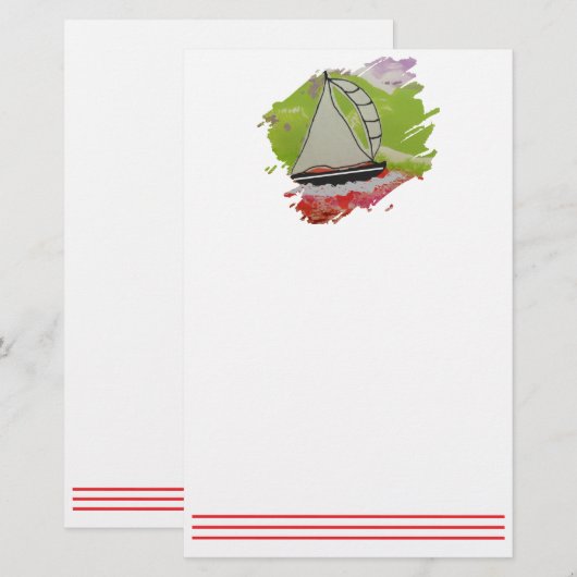 Sailboat Paintstroke Briefpapier (Vorne/Hinten)