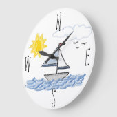 Sailboat Pastels Große Wanduhr (Winkel)