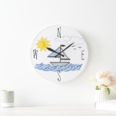 Sailboat Pastels Große Wanduhr (Zuhause)