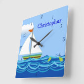 Sailboat Personalisiert Wall Clock Quadratische Wanduhr (Winkel)