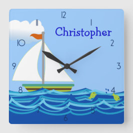 Sailboat Personalisiert Wall Clock Quadratische Wanduhr