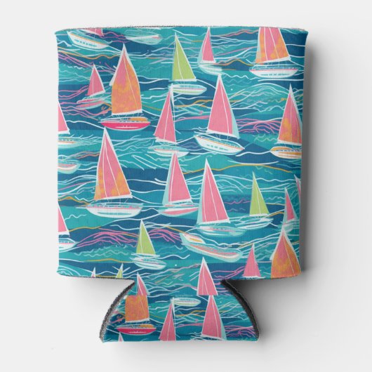 Sailboat Preppy Bach Beach / Pool Party Coozie Dosenkühler (Vorderseite)