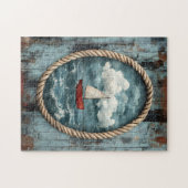 Sailboat Rope Border Rustic Nautic Puzzle (Horizontal)