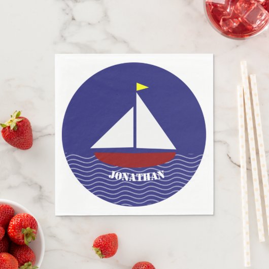 Sailboat Sailing Design Papier Napkins Serviette (Beispiel)
