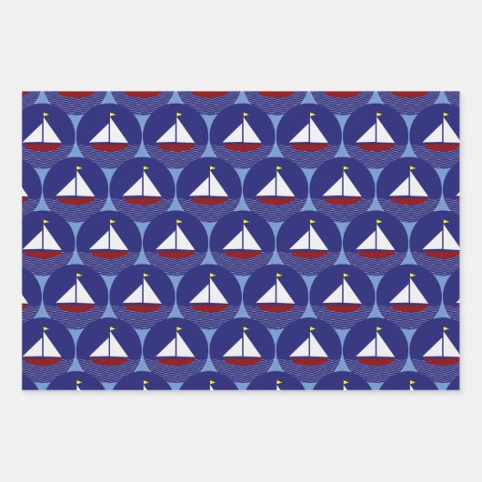 Sailboat Sailing Design Wrapping Paper Set Geschenkpapier Set (Vorderseite 3)