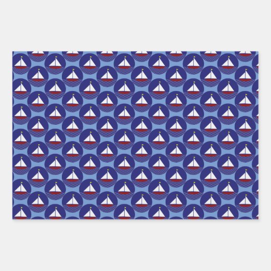 Sailboat Sailing Design Wrapping Paper Set Geschenkpapier Set (Vorderseite 2)