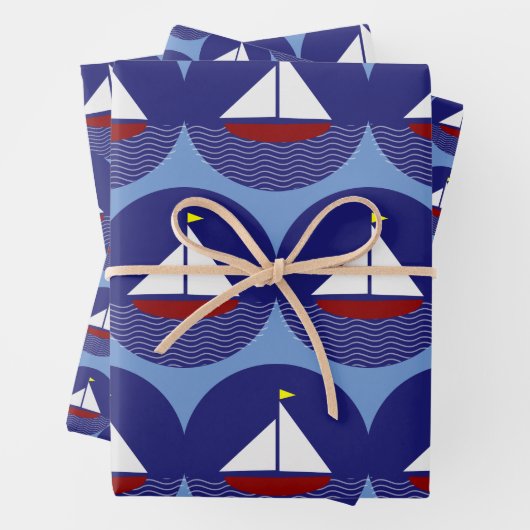 Sailboat Sailing Design Wrapping Paper Set Geschenkpapier Set (Beispiel)