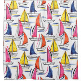 Sailboat Sailing Nautic Summer Pattern Duschvorhang (Vorderseite)