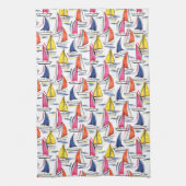 Sailboat Sailing Nautic Summer Pattern Geschirrtuch (Vertikal)
