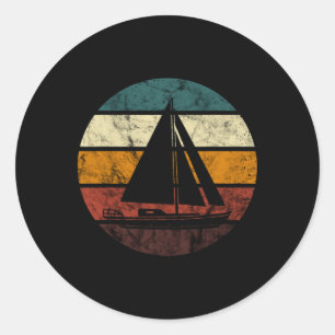 Sailboat Sailing Retro Vintages Segelboot Sailor B Runder Aufkleber