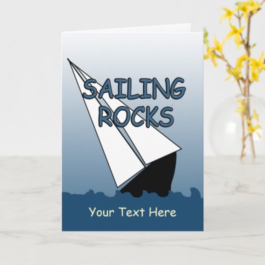 Sailboat Sailing Rocks Custom Grußkarte Karte (Gelbe Blume)