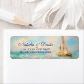 Sailboat & Sea | Nautical Wedding Rücksendeadresse (Insitu)
