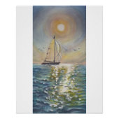 Sailboat Sea Sun Reflection Glossy Poster 20x25 (Vorderseite)