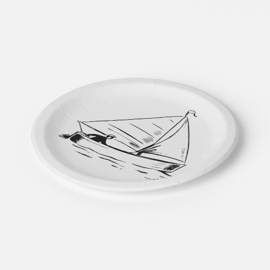 Sailboat Sketch Pappteller (Schrägansicht)