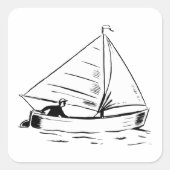 Sailboat Sketch Quadratischer Aufkleber (Vorderseite)