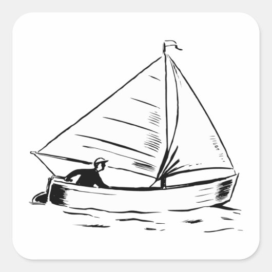 Sailboat Sketch Quadratischer Aufkleber (Vorderseite)