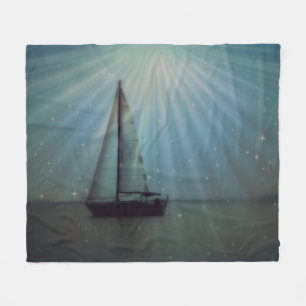 SailBoat & Stars Fleece Blanket