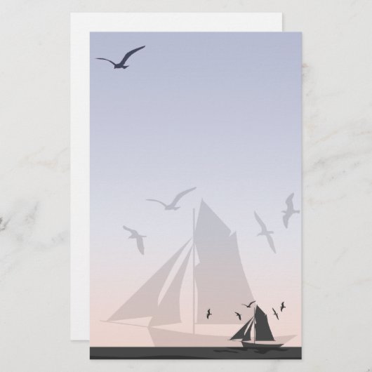 Sailboat Stationery Briefpapier (Vorne/Hinten)