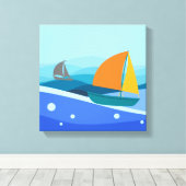 Sailboat Stretched Canvas Print Leinwanddruck (Insitu (Holzboden))