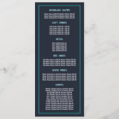 Sailboat Sunrise, Restaurant Slimline Menükarte (Rückseite)