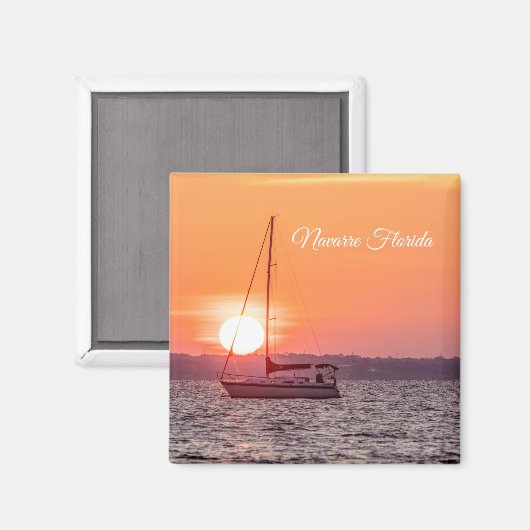 Sailboat Sunrise Square Magnet (Vorderseite/Rückseite)