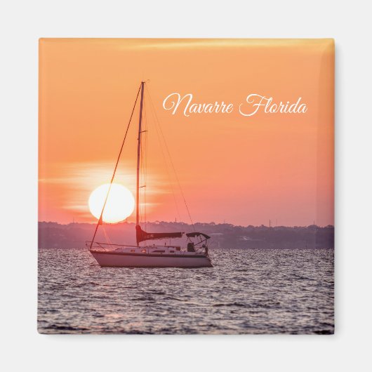 Sailboat Sunrise Square Magnet (Vorne)