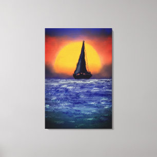 Sailboat Sunset - Aquarell Art Leinwanddruck