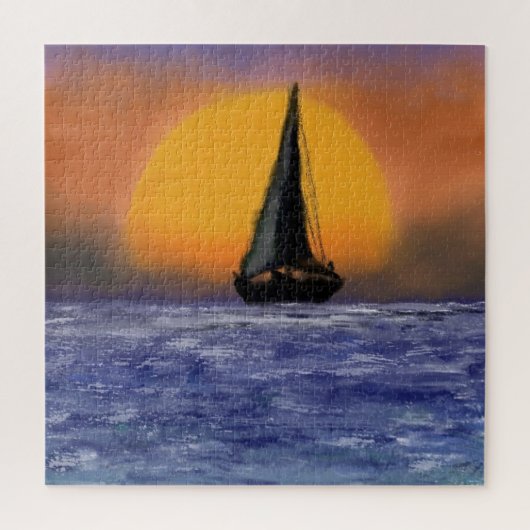 Sailboat Sunset - Aquarell Art - Puzzle (Vertikal)
