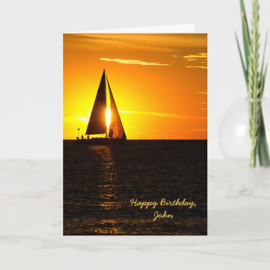 Sailboat Sunset Birthday Karte (Vorderseite)