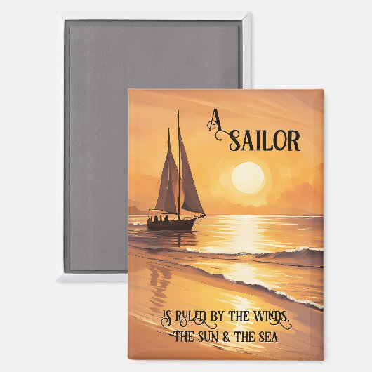 Sailboat Sunset Custom Quote Magnet (Vorderseite/Rückseite)