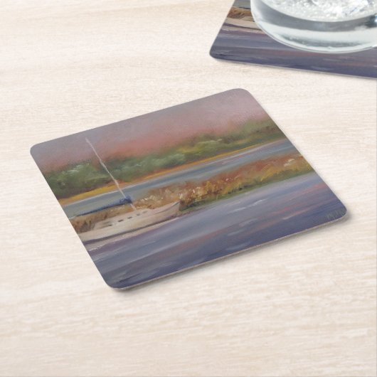 Sailboat Sunset Friedlich Marsh Serene Rechteckiger Pappuntersetzer (angewinkelt)