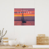 Sailboat Sunset Orange Gold Lila Himmel, Weißer Te Poster (Küche)