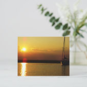 Sailboat Sunset Postcard Postkarte (Stehend Vorderseite)