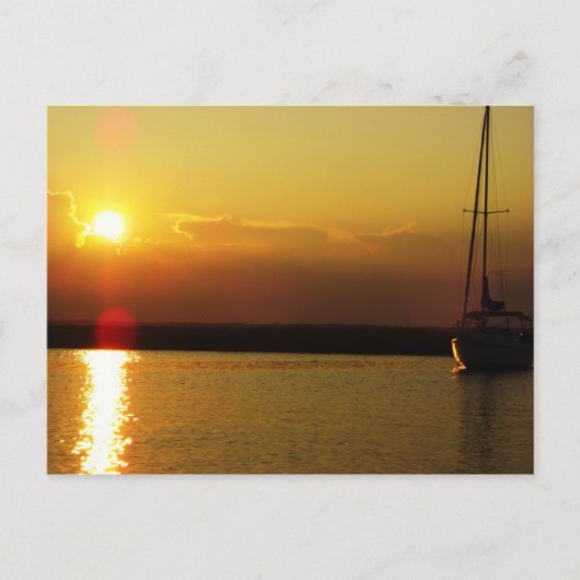 Sailboat Sunset Postcard Postkarte (Vorderseite)