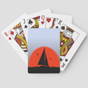 Sailboat Sunset Spielkarten