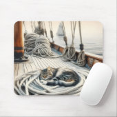 Sailboat Tabby Katze Schlafen auf Ropp Mousepad (Mit Mouse)